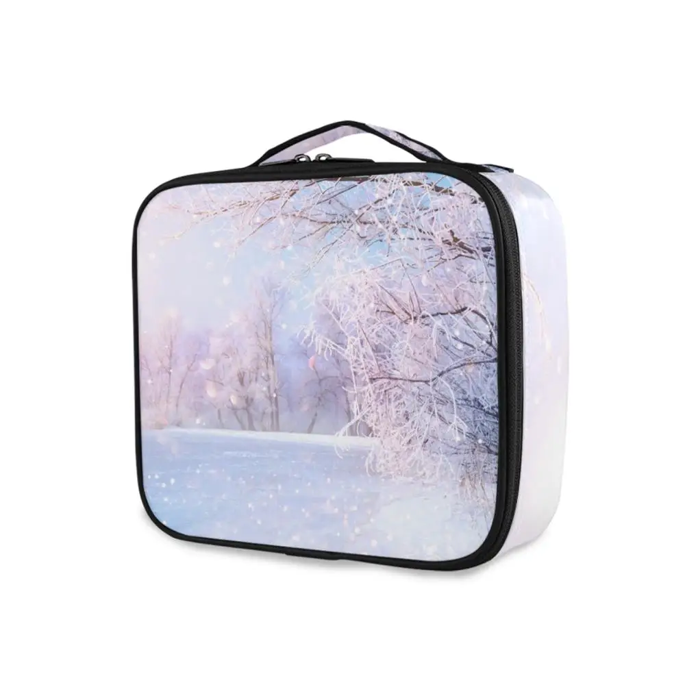 ALAZA Solid Organizer Travel Fashion Lady Snow Scene Cosmetic Bag Beautician Storage Bag Large Capacity Women Female Makeup Bag