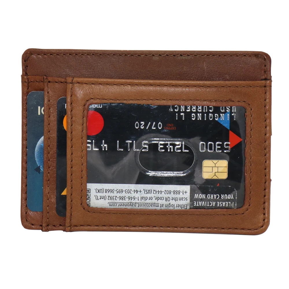 Card Bag Leather Men\'s RFID Anti Theft Card Swipe Bag Men\'s Popular Product Card Cover Mini Wallet Small Money Bag Male Purses