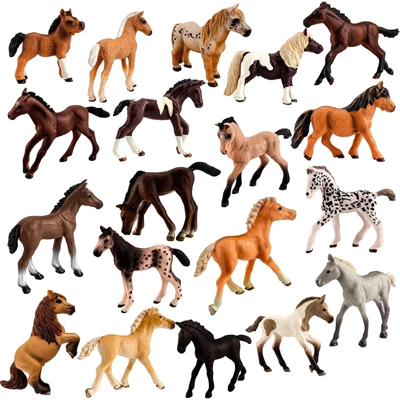 1Pcs Classics Collectible Horse Figures Toys Simulation Assorted Colors Horse model figurine PVC toy Educational Playset for Kid