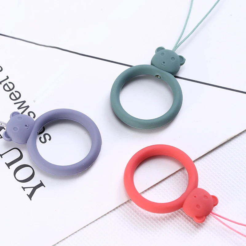 New Phone Lanyard Silicone Strap Anti-Lost Ropes Ring Lanyard Finger Ring Bundles Pendant Phone Straps For iPhone Huawei Xiaomi