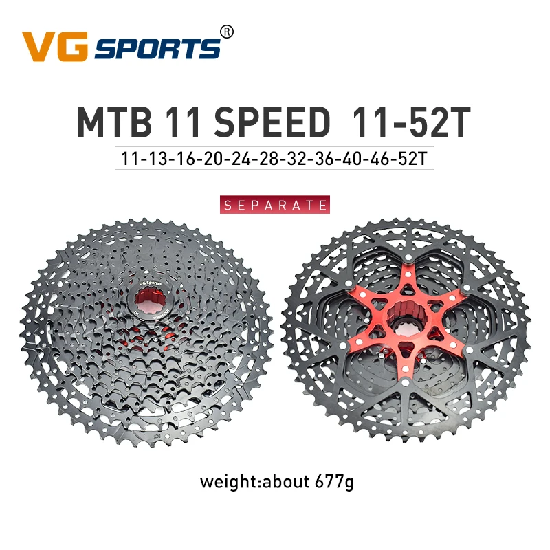 1pc VG Sports Mountain Bike 11 Speed Velocidade Bicycle Cassette MTB Freewheel Sprocket 40T 42T 46T 50T 52TUltralight Black Gold