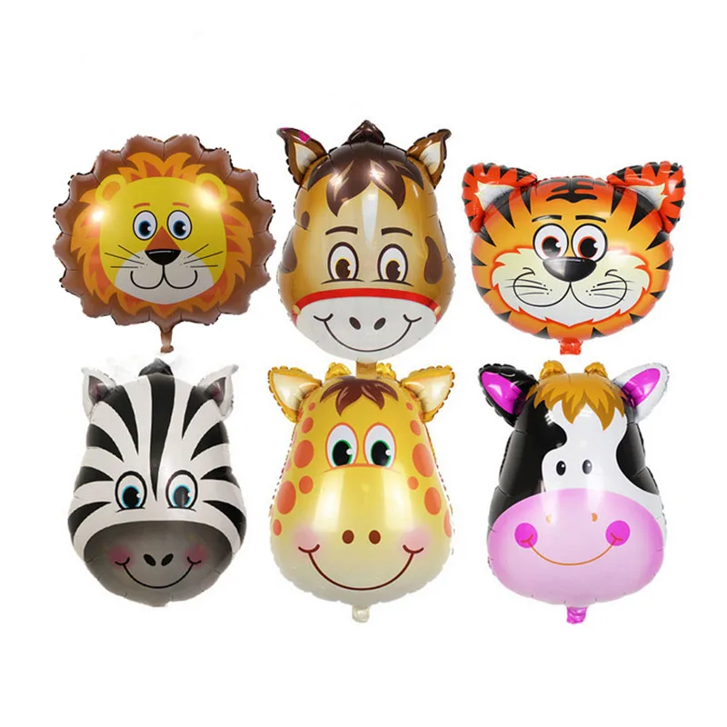 Cartoon Animal Head Aluminum Foil Balloon Lion Cow Zebra Donkey Dog Pig Tiger Giraffe Children's Toy Supplies Party Decoration