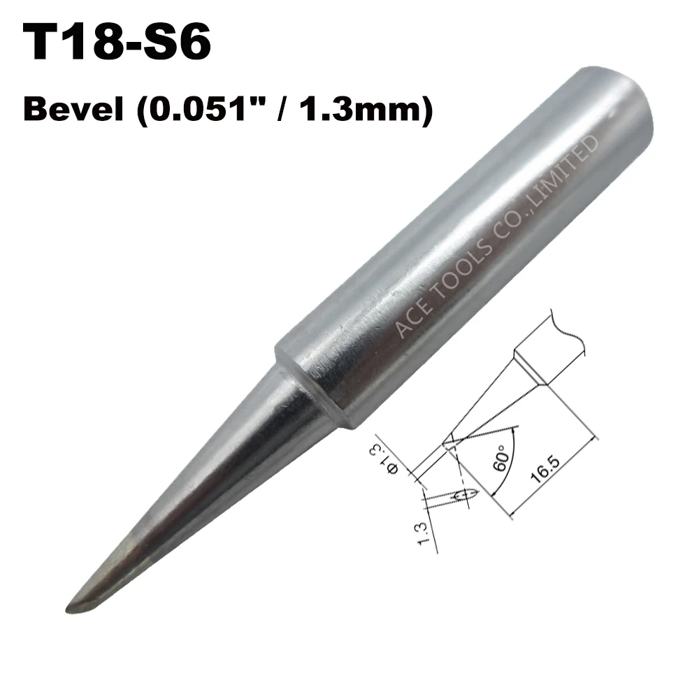 T18-S6 Soldering Tip Bevel 1.3mm 0.051