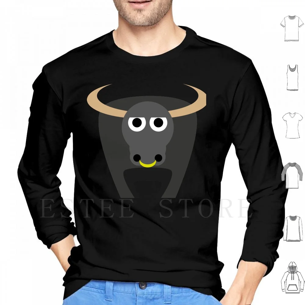 Bull Hoodies Bull Horns Horny Nose Nosering Nose Ring Animal Cow Beast Strong Vector Simple Farm