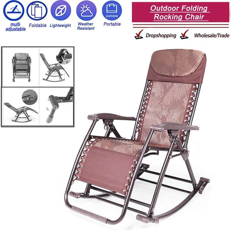 Foldable Portable Rocking Chair Chaise Longue Balcony Leisure Chair Adult Folding Siestas Leisure Zero Gravity Chair