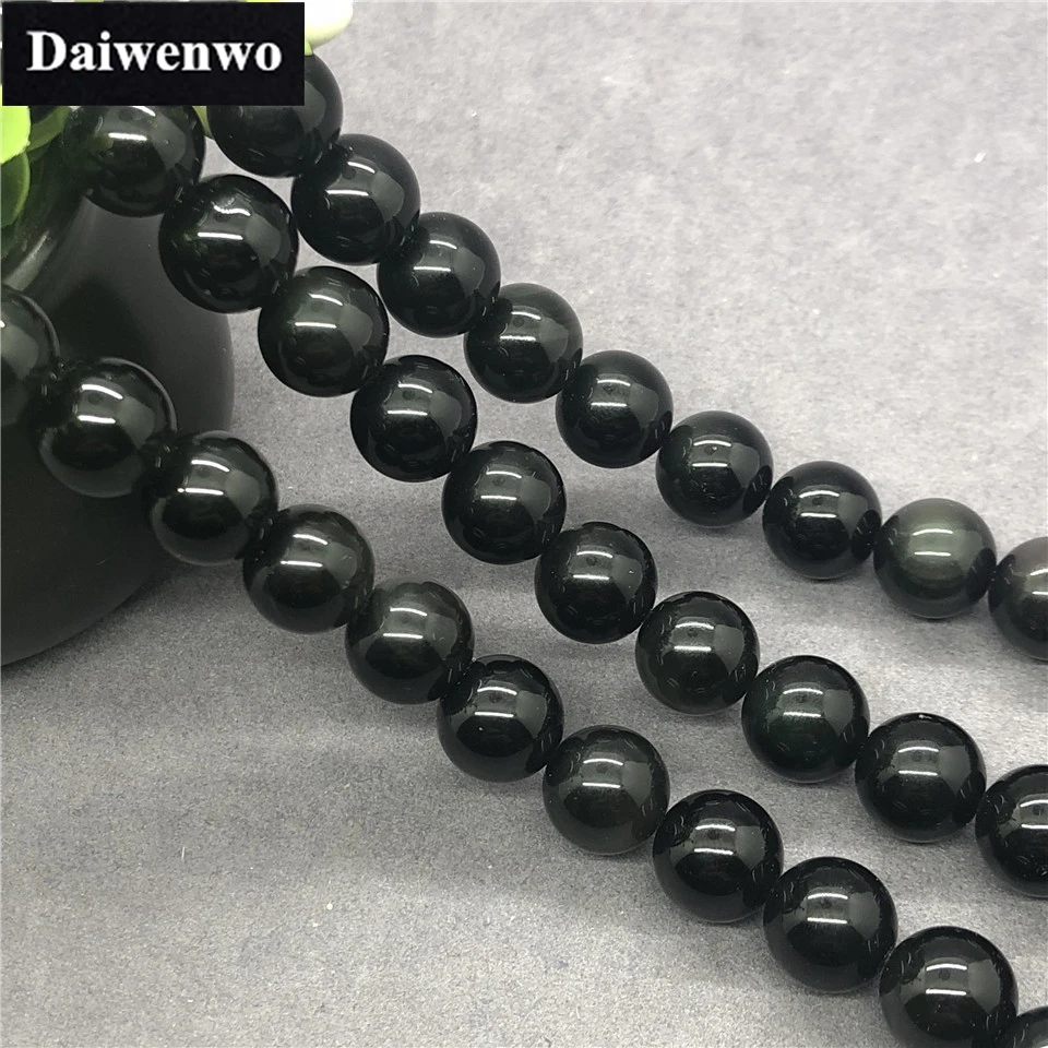 Obsidian Beads 4-16mm Round Black Natural Loose Stone Bead Diy for Necklace