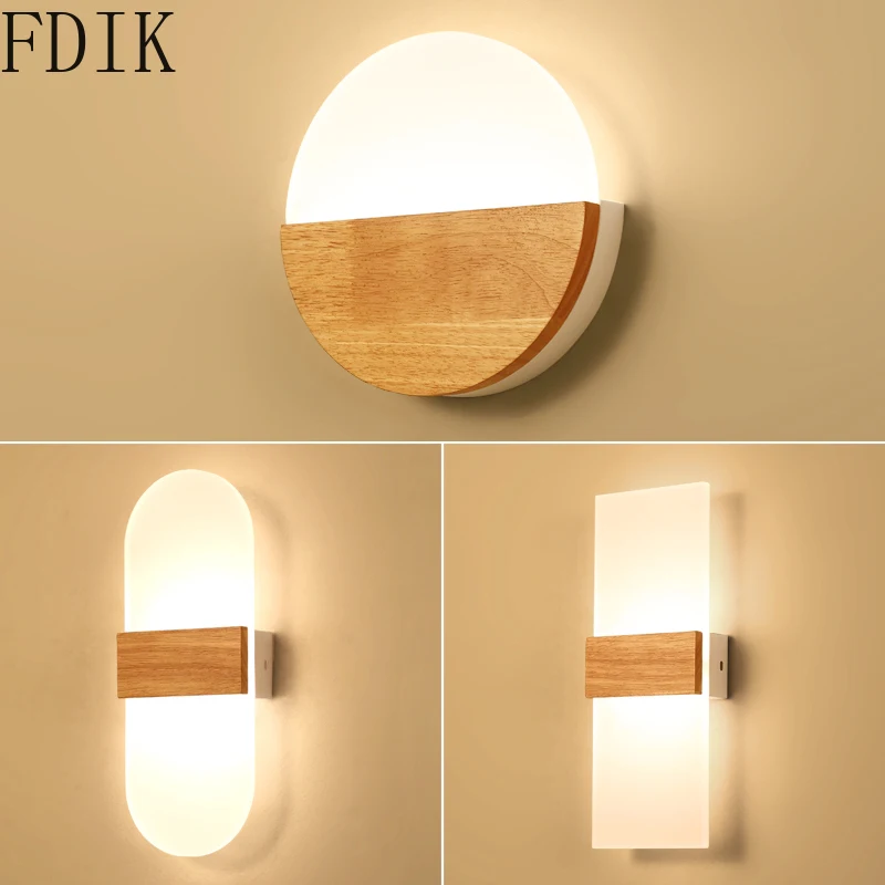 

Nordic LED Wall Lamp Wood Sunrise Creative Bedroom Bedside Lamps Background Aisle Wall Sconce Home Decoration Luminaire Lighting