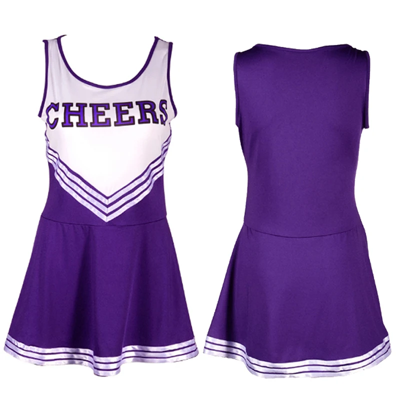 Girl Cheerleader Uniform Costume Hight School Pompoms Cosplay Fancy Party Dress Carnival Halloween