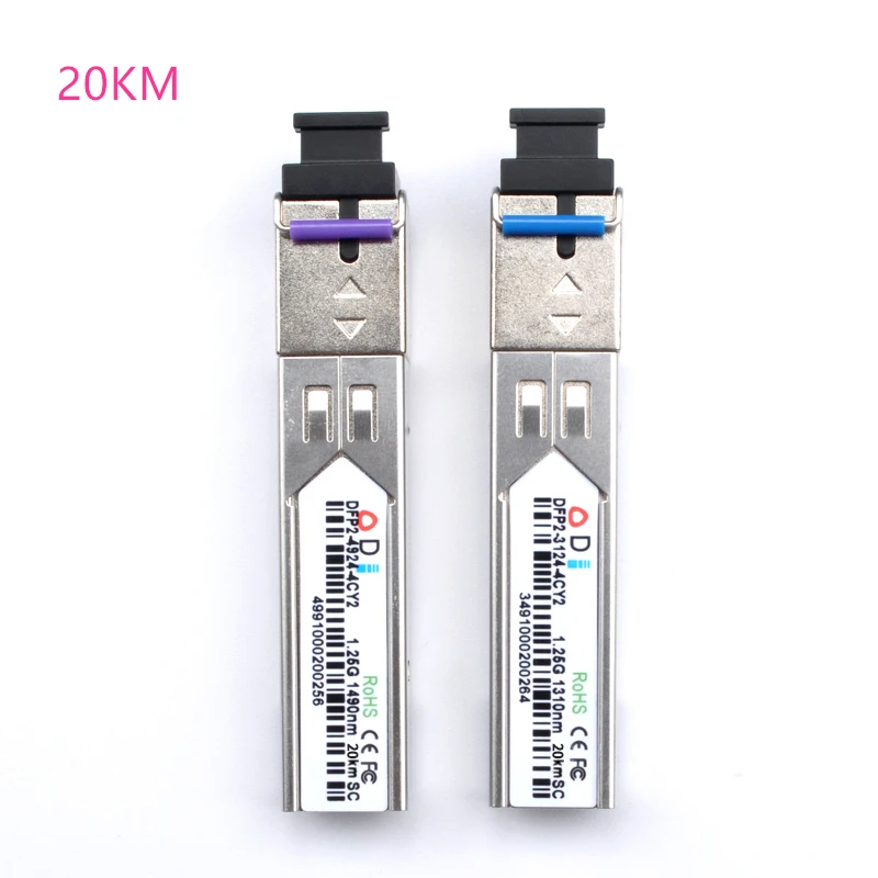 SC SFP Fiber optic module 1.25G SC 20/40/60/80/100KM 1310/1490/1550nm Single Fiber SFP Optical  compatible with Mikrotik Cisco