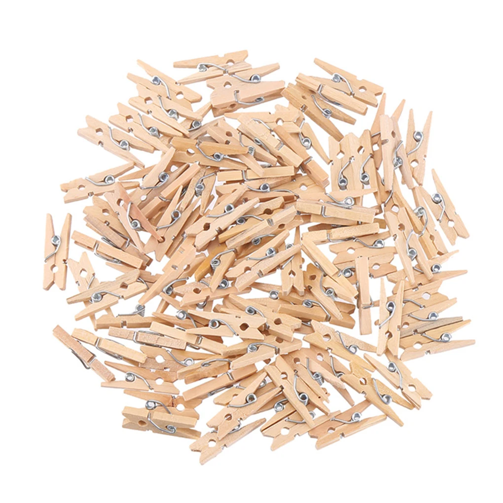 

50PCS 25mm Quality Mini Spring Wood Clips Clothes Photo Paper Peg Pin Clothespin Craft Clips Party Home Decoration Wood Clamp