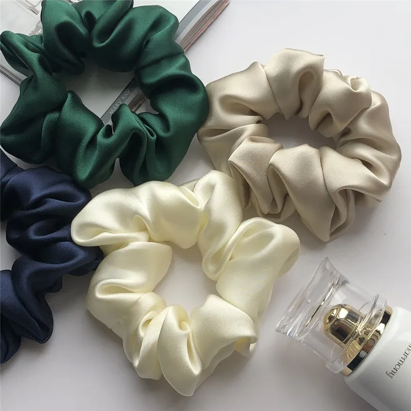 100% Pure Silk Hair Scrunchies Charm  Silk Hair Ties Elastic Bands Fashion Ponytail Holder Women Hair Accessory