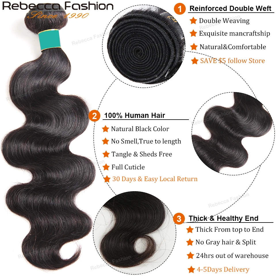 1/3/4/ Pack 30 32 34 36inch Body Wave Bundles Human Hair Bundle Brazilian Body Wave Hair Weave Bundles Remy Human Hair Extension