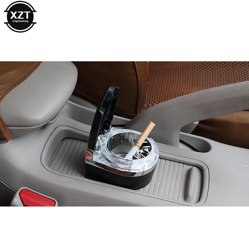 portable car ashtray car interiors Home frame set black dolly travel cigarette ash holder LED lamp ashtray