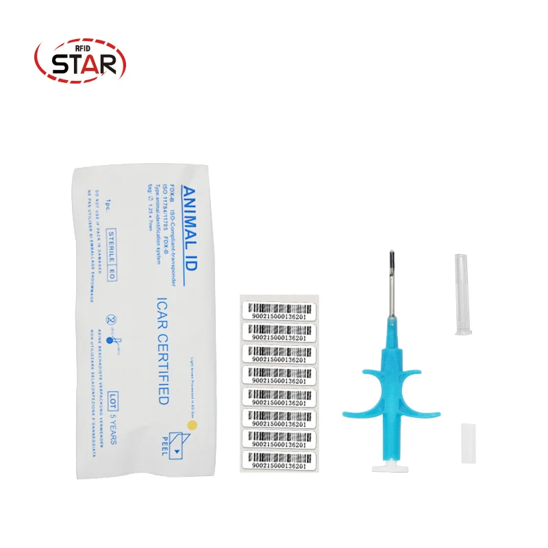 Imagem -05 - Fdx-b Icar Número Iso11784 Rfid Implante Chip Seringa Animal Microchip Seringa para Cão de Estimação Gato Peixe X100 1.4x 2.12x1 1.25x7 mm