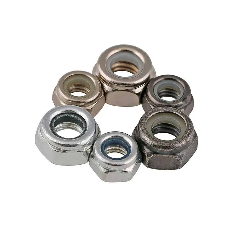 Tuerca de bloqueo de inserción de nailon hexagonal M2 ~ M16, tuercas autoblocantes DIN985, tuerca de bloqueo Nylock hexagonal nilo chapada en Zinc de acero al carbono