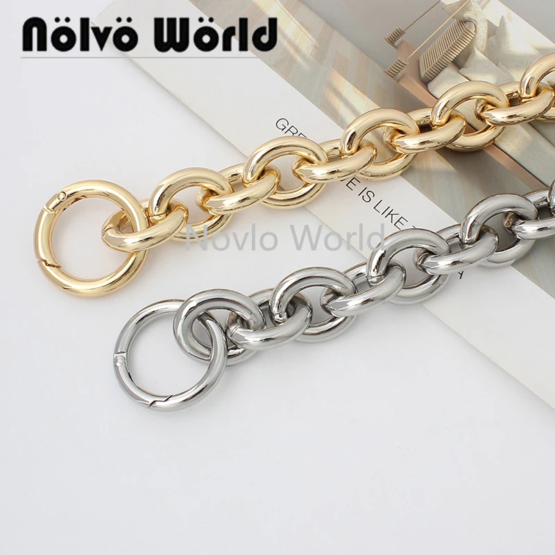 

Gold/silver 30-120cm 23mm Oversize Large Thick Chains Light Weight Alumium Women bag cool handbag shoulder strap Carabiner chain