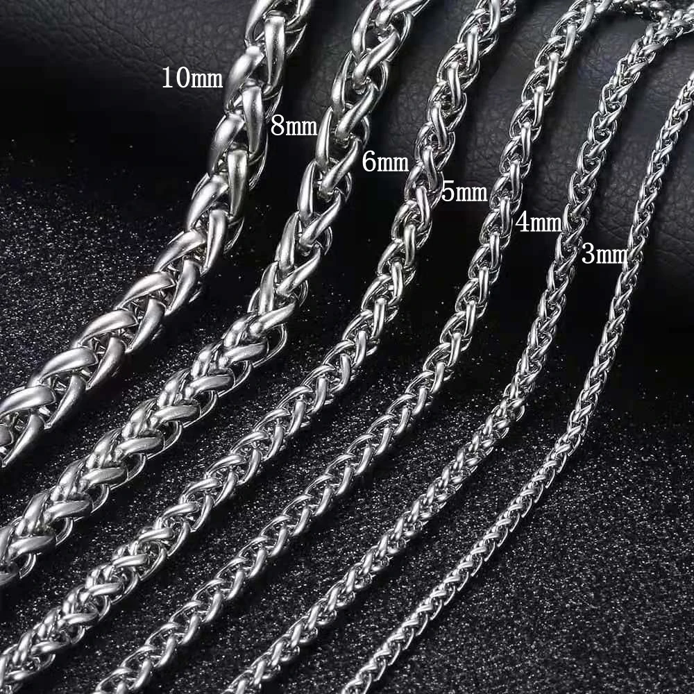 3/4/5/6/8mm Men Women Stainless Steel Necklace Chains for Couple Keel Chains Necklaces Jewelry Accessories Punk Rock Biker Gift