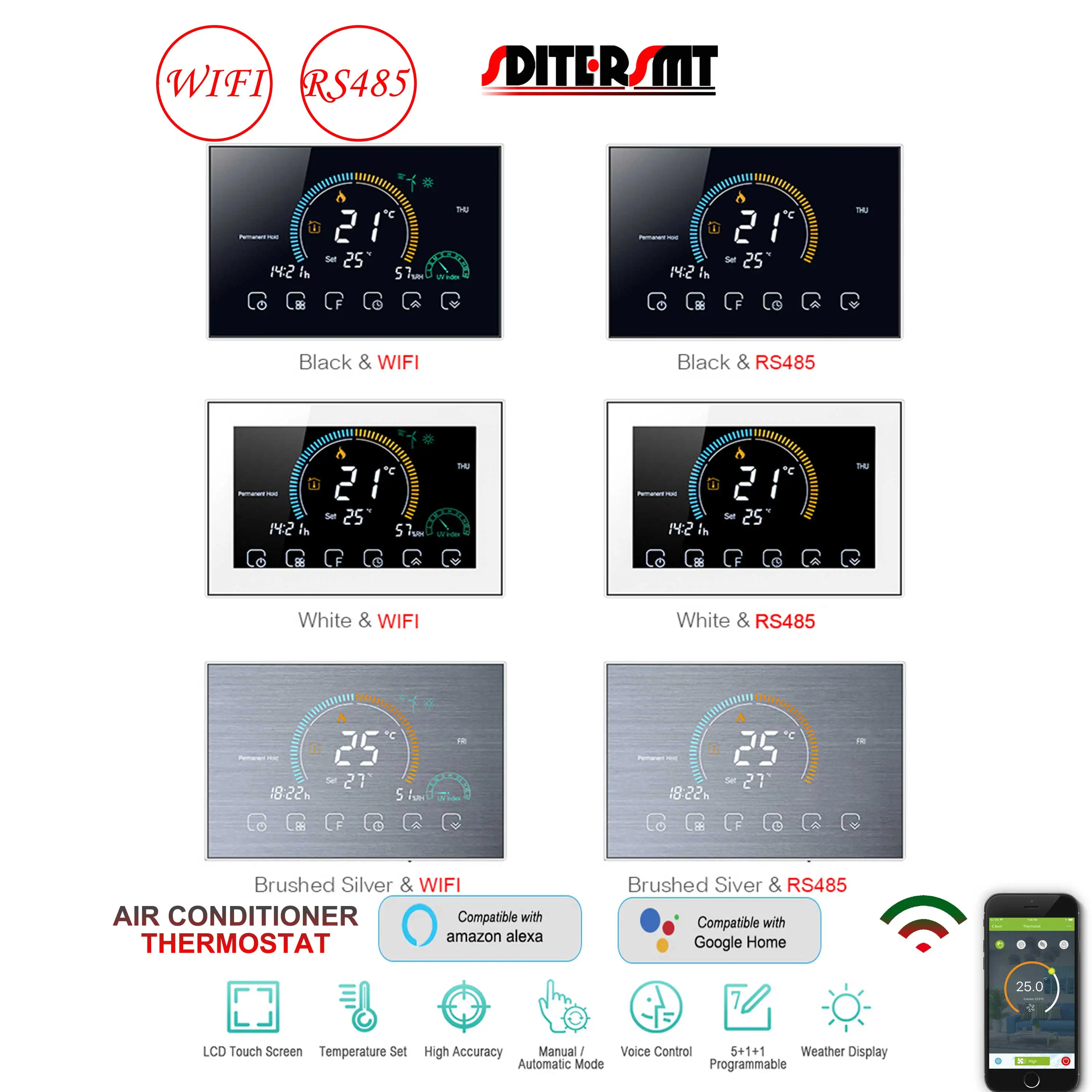 MODBUS-ventilo-convecteur de protocole UE, ThermoandreWIFI pour la gestion centralisée du bâtiment, vanne de refroidissement et de chauffage, 2P, 4P, 24V, 220V