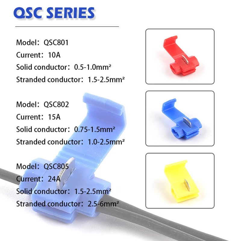 Connettori per cavi a filo Scotch Lock terminali elettrici a giunzione rapida crimpatura Non distruttiva senza linea di rottura AWG 22-18