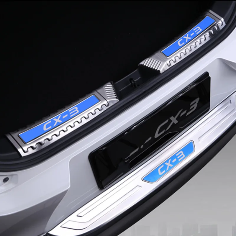 For Mazda CX-3 CX3 2015 2016 2017 2018 2PCS Stainless Steel Back Door Door Sill Cover Trim Sticker Car Styling Accessories 2PCS