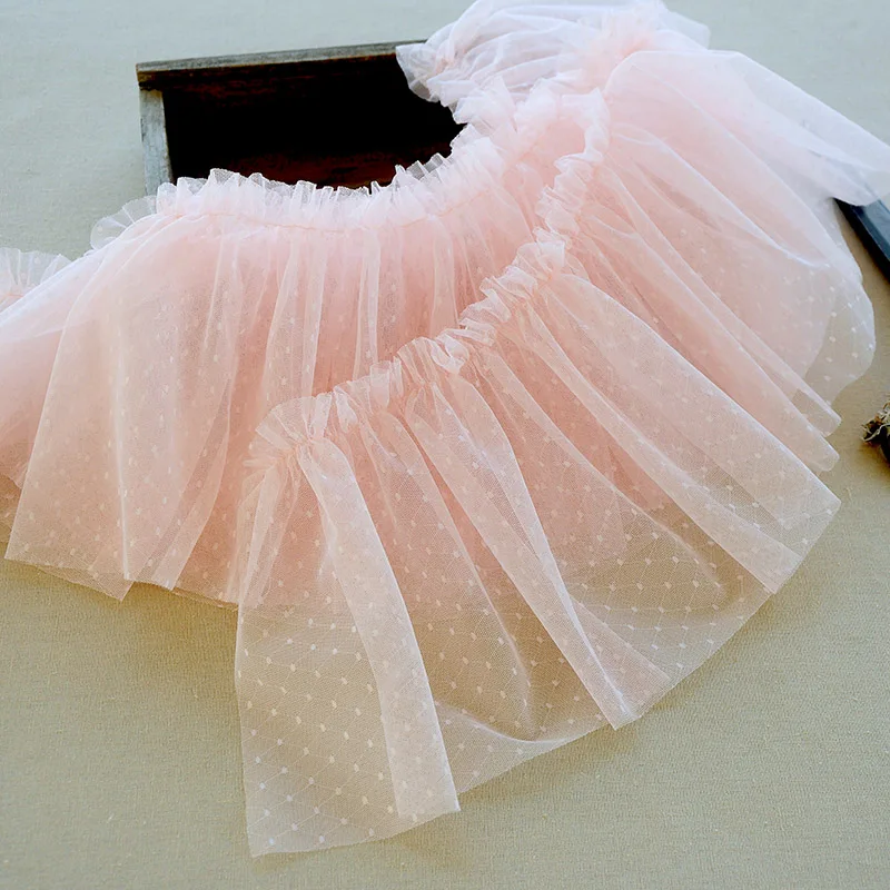 Новый цвет, 2 метра/лот, ширина 20 см, сетка в горошек, сетка с рюшами, кружевная отделка, серый/розовый/старый розовый текстильный материал «сделай сам», X605