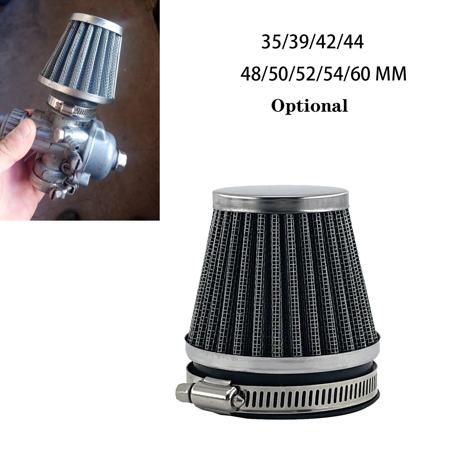 35/39/42/44/48/50/52/54/60MM Universal Mushroom Head Carburetor Intake Air Filter Clamp On Air Filter Cleaner