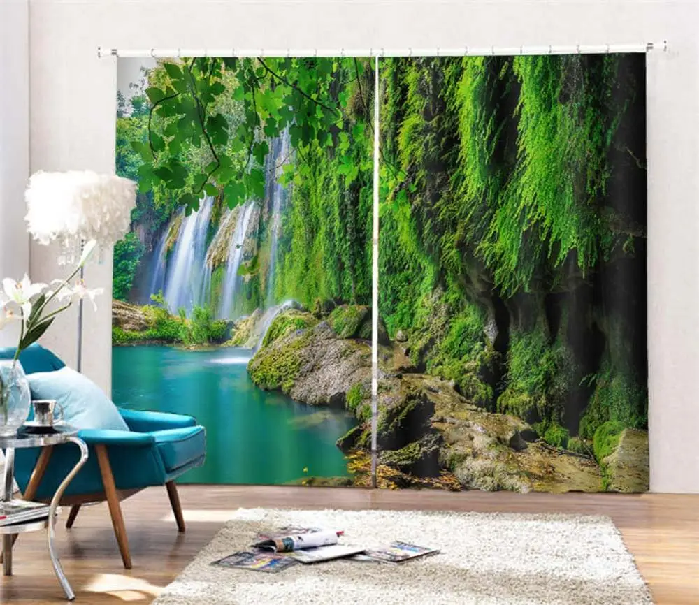 

customize 3D curtains Scenic waterfall window curtains For living room bedrooms blackout curtains