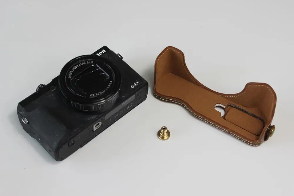 جراب جلد PU للكاميرا ، جراب واقٍ لكاميرا Canon G5X Mark II G5XII G5X2 G5XM2 G5X ، مع فتح البطارية السفلية