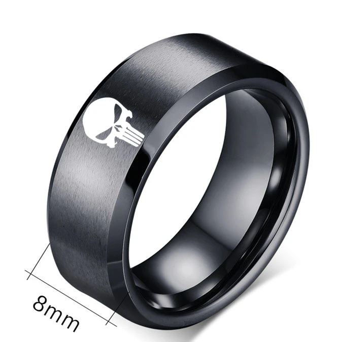 MOREDEAR 8mm Titanium Skull Ring For Men and Women