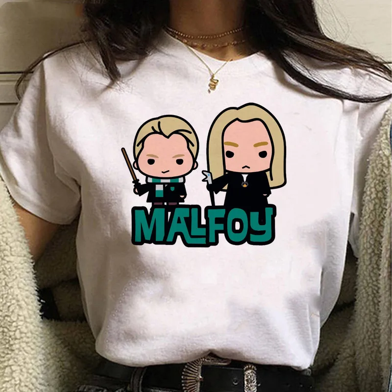 T-shirt à Manches Courtes pour Femme, Estival et Décontracté, avec Imprimé de Dessin Animé Malefoy, DstressSunshine