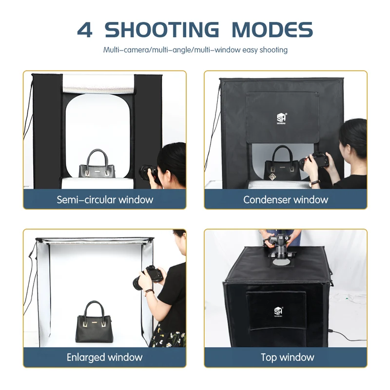 Photo Studio Box Portable Lightbox Tabletop Shooting PVC Backdrop Tent Photography Box Softbox Set for Items Display 45/65/80 cm