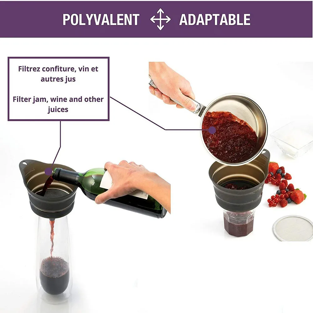 

Portable Collapsible Red Wine Strainer and Jam Dispenser