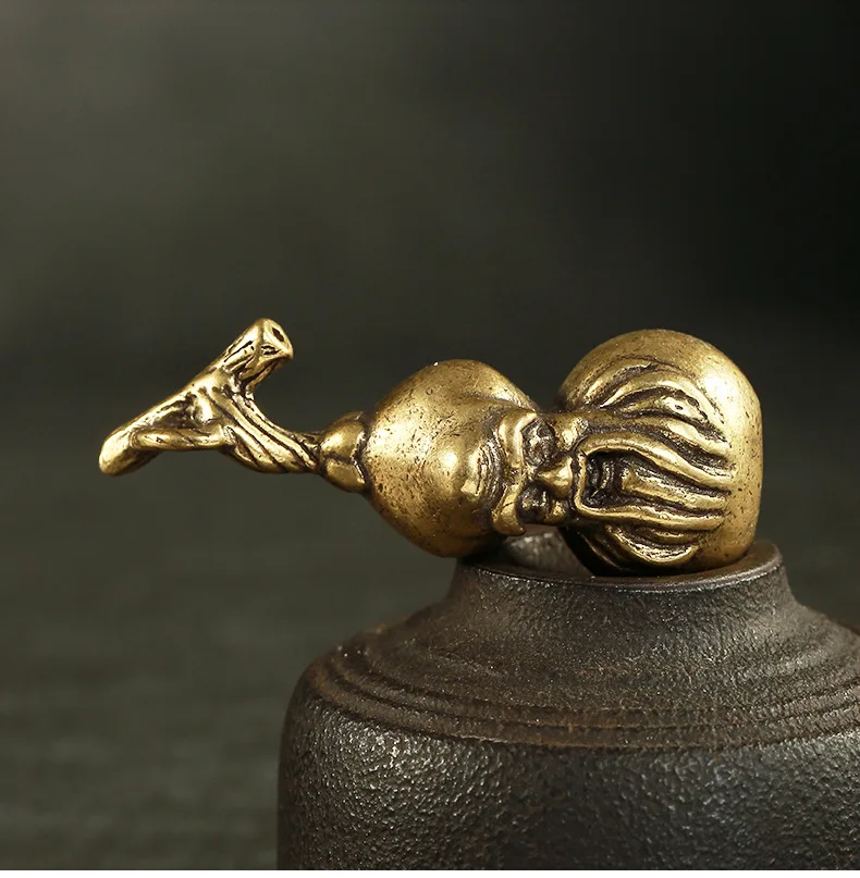 Antique Brass Chinese mythological mascot gourd Canopus Key chain Pendant ornament Miniature Keychain Pendant a0297