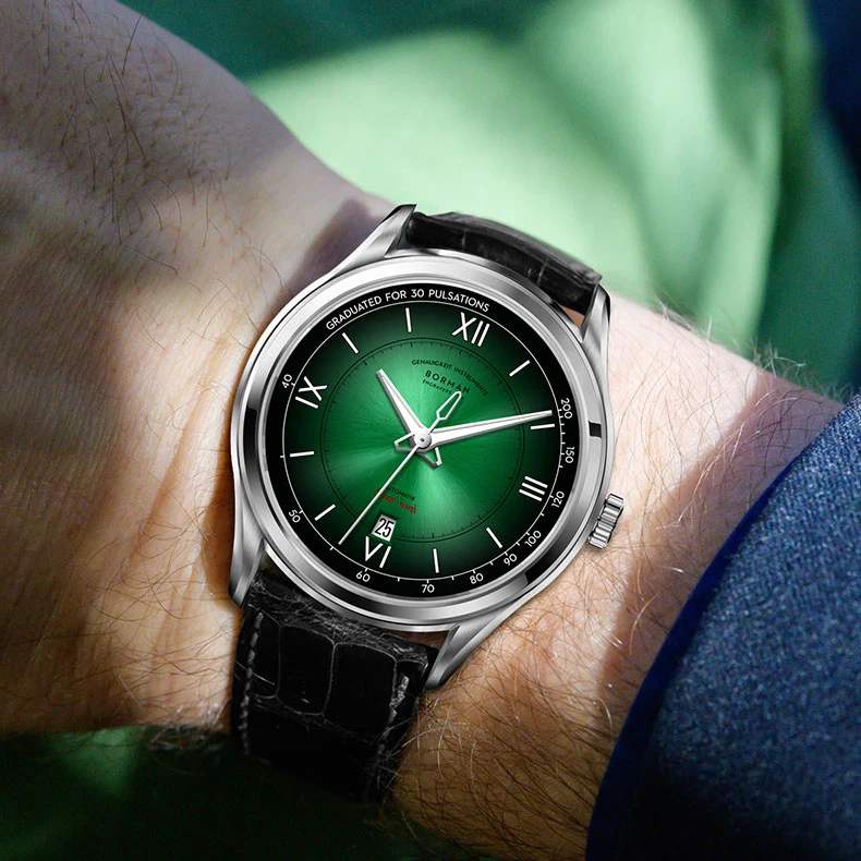 BORMAN Mens Automatic Watches Luxury Male Watch Dress Mechanical Wristwatch 50M Waterproof Luminous Sapphire Gradient Dial Date