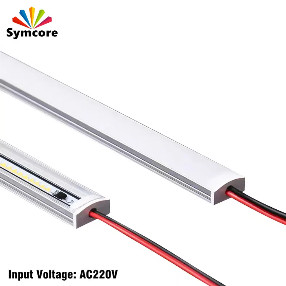 4pcs AC220V LED cabinet bar light 30/50/60CM led flat U profile led hard strip 6W/8W Warm Natural White slim rigid linear light