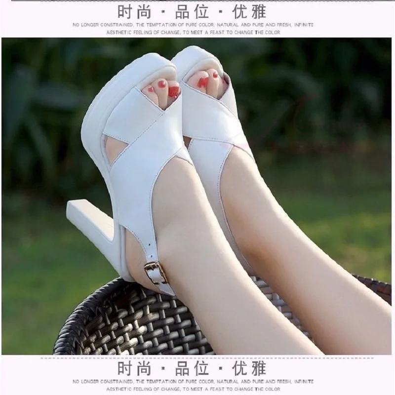 Fashion Ladies High Wedge Heel Elegant Gladiator Genuine Leather Sandals Summer Woman Platform Shoe Female Peep Toe Dress Sandal