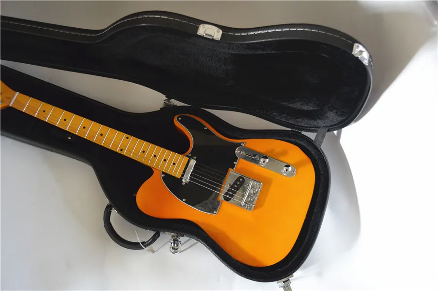 Heritage classic yellow electric guitar black guard maple xylophone neck and case free shipping