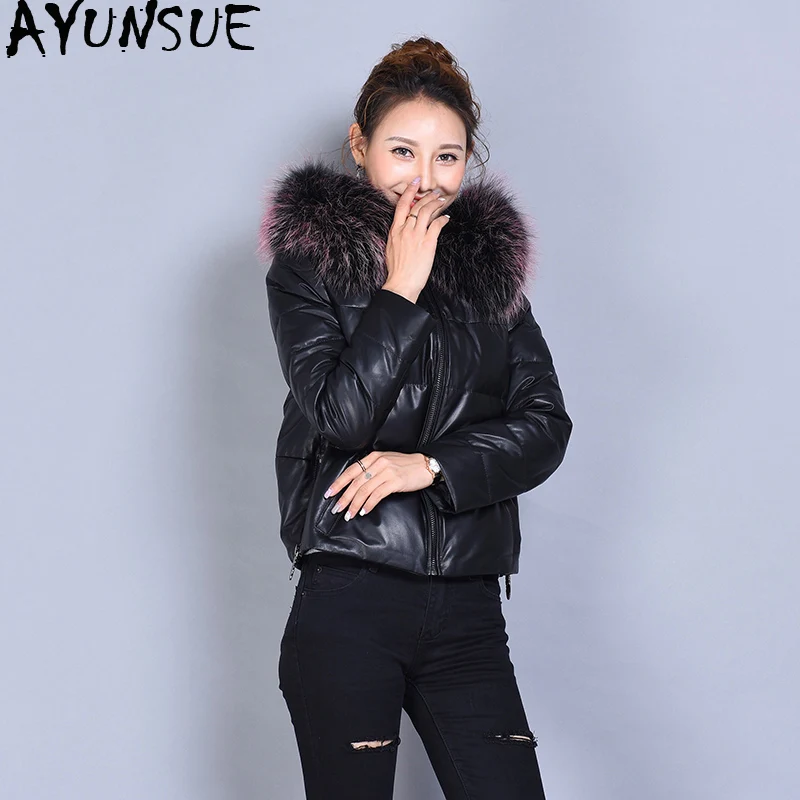 

AYUNSUE 100% Sheepskin Coat Female Genuine Leather Jacket Winter Jacket Fox Fur Collar Korean Down Jackets Chaqueta Mujer MY4052