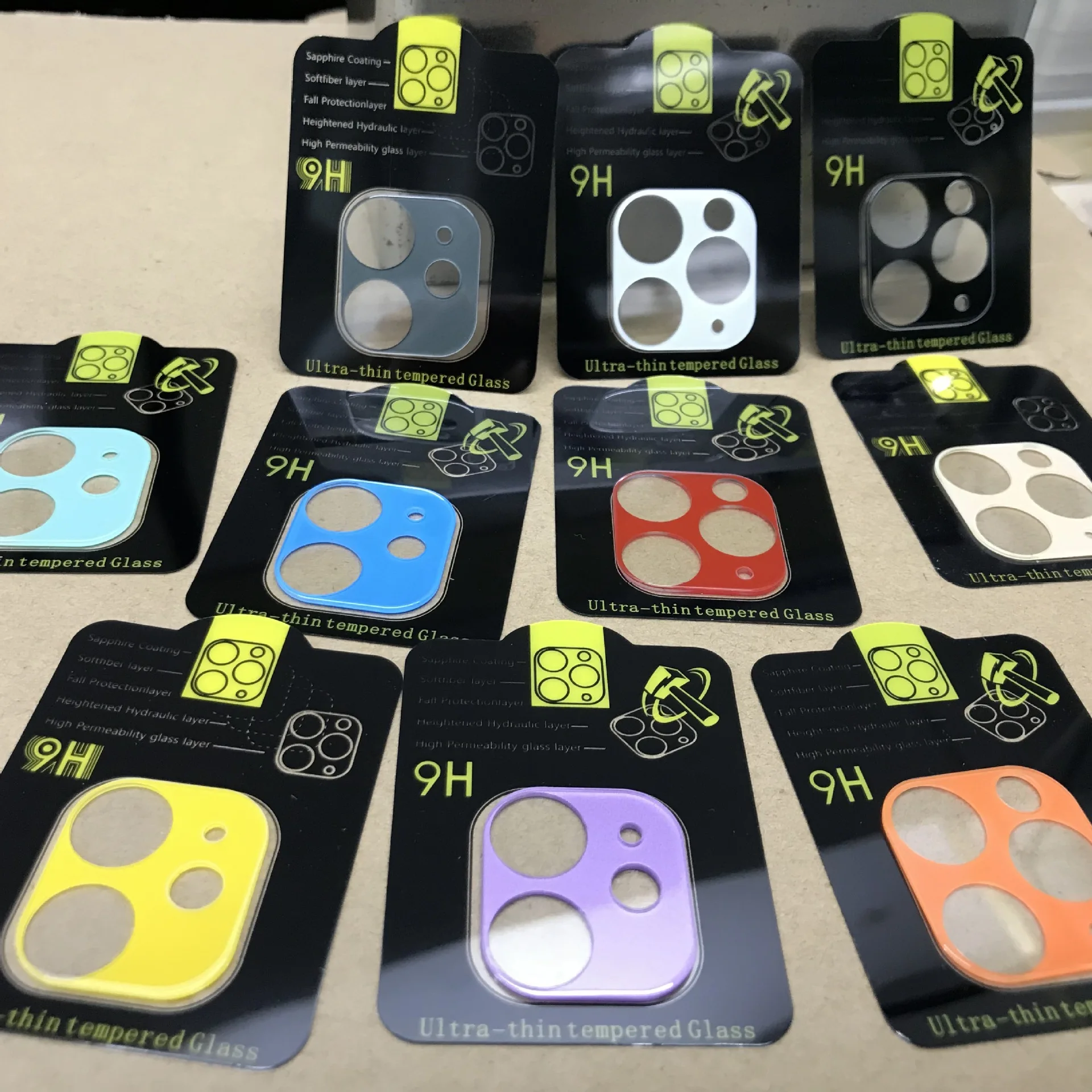 2 قطعة عدسة الكاميرا الخلفية ثلاثية الأبعاد الملونة الزجاج المقسى طبقة رقيقة واقية آيفون 11 12 mini 12 Pro Max واقي للشاشة الخلفية لين