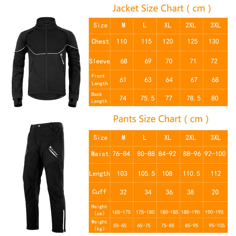 WEST BIKING Warm Winter Cycling Suit Thermal Fleece Windproof Bike Jersey Running Ski Bicycle Jacket Coat Pants M-3XL Sportswear