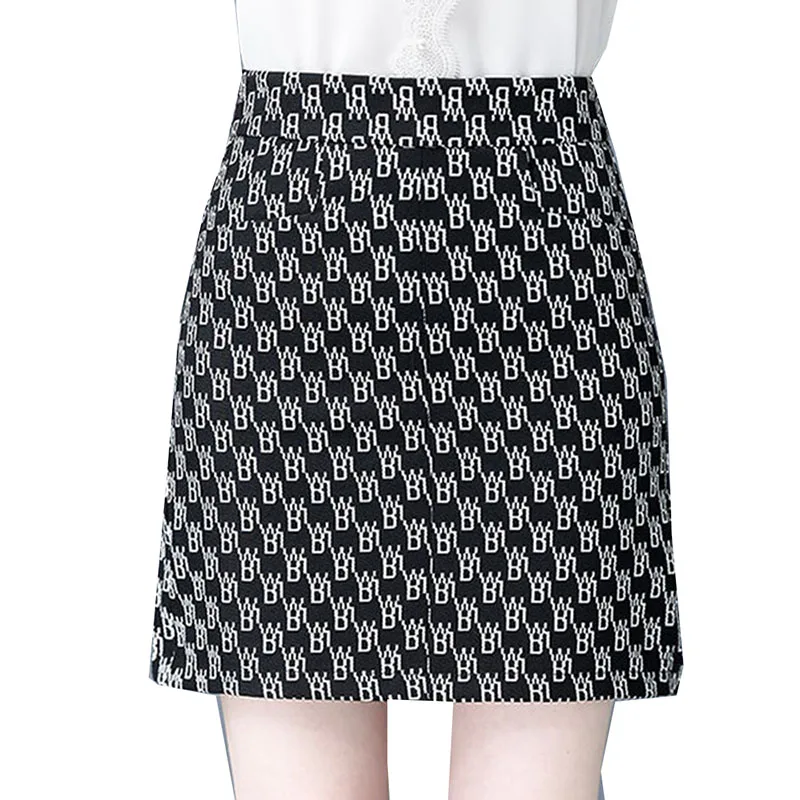 

A Word Version Skirt Female 2021 Summer New Style Skirt Letter Printing High Waist Thin All-Match Buttocks Miss Short Skirt