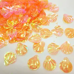 400pcs 18mm Large Shell Sequin Loose PVC Sequins for Crafts Sewing DIY Accessories Lentejuelas Transparent Orange AB