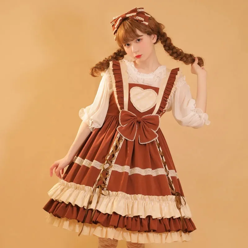 Japanischen Lolita Kleid Süße Polka Dot Lolita Kleid Prinzessin Kleid Hohe Taille Viktorianischen Kleid Kawaii Mädchen Gothic Lolita Op