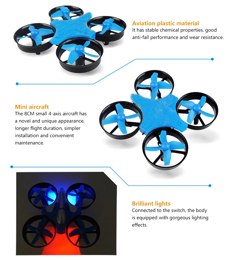 DIY Mini 2.4G RC Drone 4CH 6-Axis Gyro RC Quadcopter PK Eachine 010 JJRC H36 Mode W/ Extra Batteries Aircraft