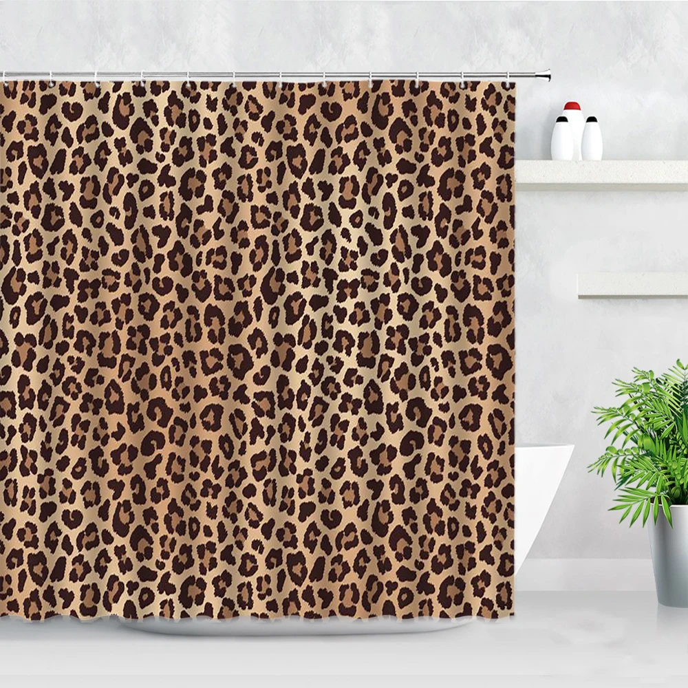 Leopard Shower Curtains African Wild Animal Pattern 3D Printing Modern Fashion Home Decor Waterproof Bathroom Curtain With Hooks