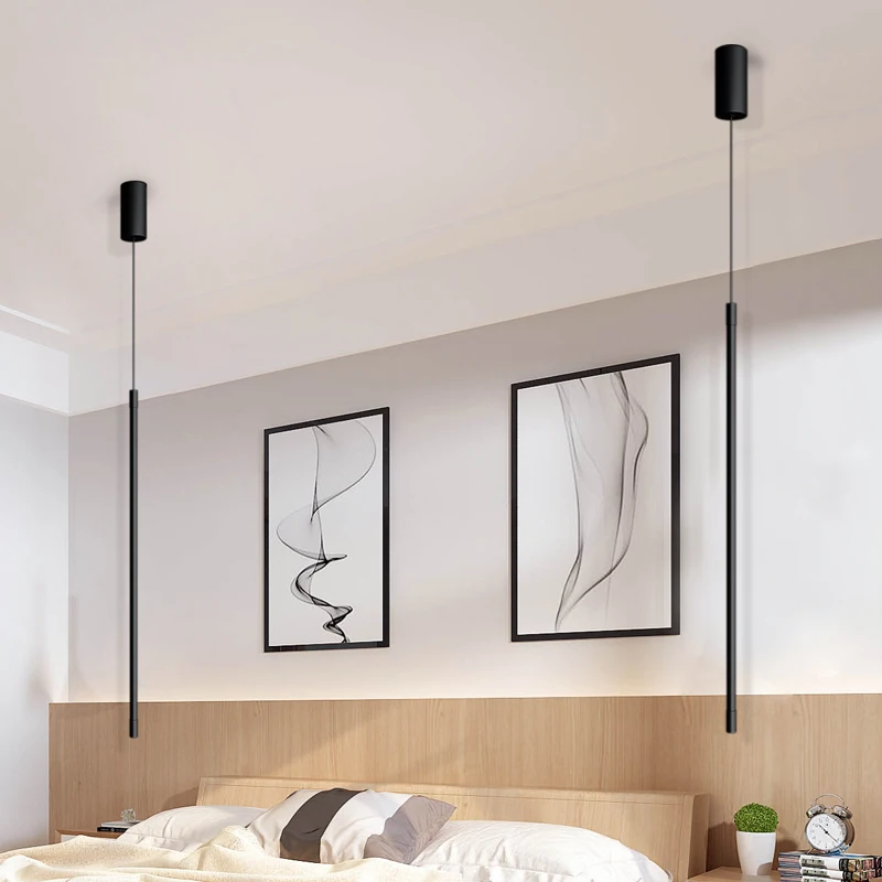 

minimalis long pendant light Bedroom Bed side Corner linear led light Nordic Designer interior light home hanging lamp fixtures