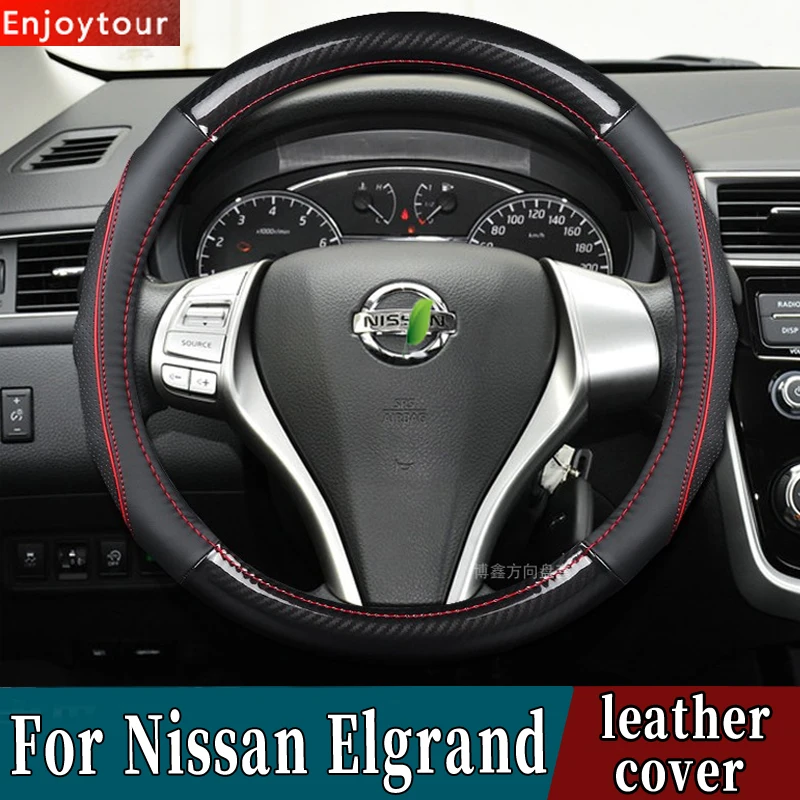 Accessories Car Styling Genuine Leather Steering Wheel Covers for Nissan Elgrand E51 E52 2002 2003 2004 2008 2010 2012 2014 2020