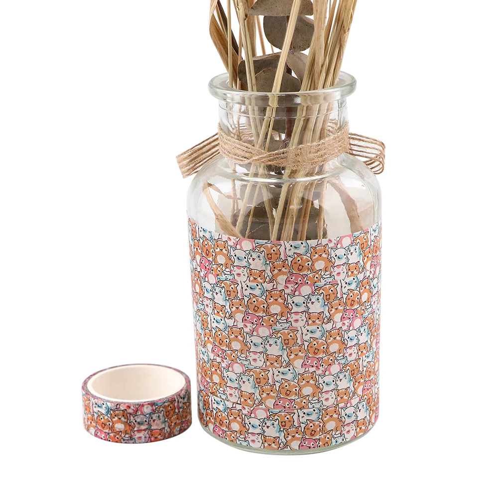 Flyingbee 15mmX5m القط اللوحة اشي الشريط مجموعة لاصق لتقوم بها بنفسك لاصقة تزيين سكرابوكينغ مذكرات القرطاسية العرض X2305