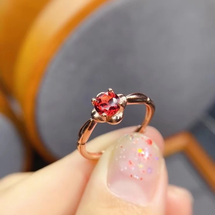 KJJEAXCMY fine jewelry S925 sterling silver inlaid natural Garnet new girl trendy ring support test Chinese style hot selling