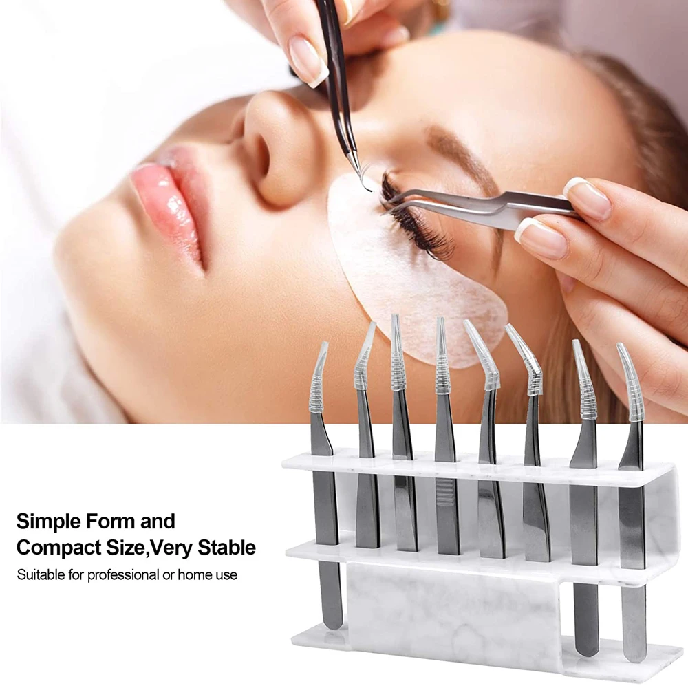 Wimper Pincet Opslag Houder Acryl Lash Extension Pincet 8 Gaten Plank Handig Pincet Stand Plank Houder Make-Up Rek